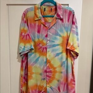 Multicolor Tie-Dye Men's Button Down Shirt